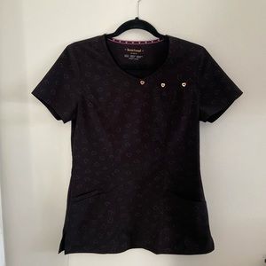 HeartSoul Black Hearts Scrub Top (S)